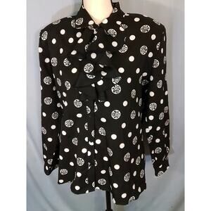 Pyke L.T.S. Black blouse with large dots with flowers